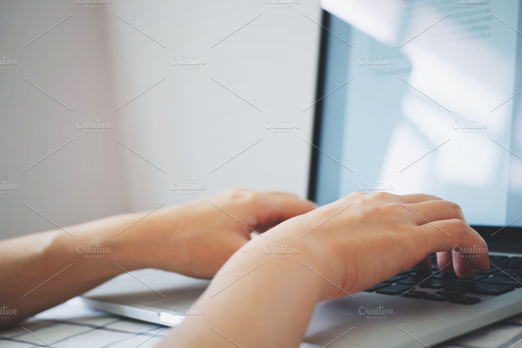 Female hands typing laptop stock photo containing technology and hand, a Technology Photo by PEMIKA