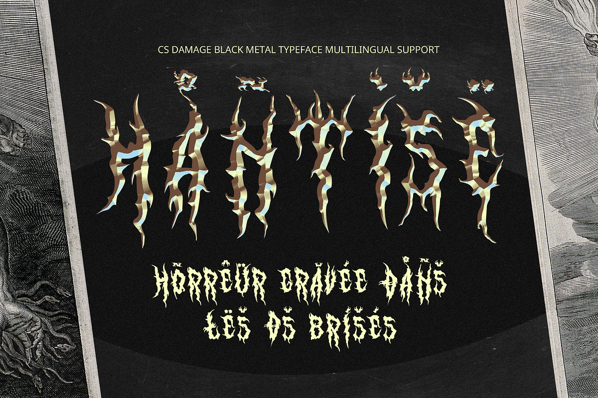 CS Damage – Black Metal Font, a Blackletter Font by Craft Supply Co. (Photo 6 of 8)