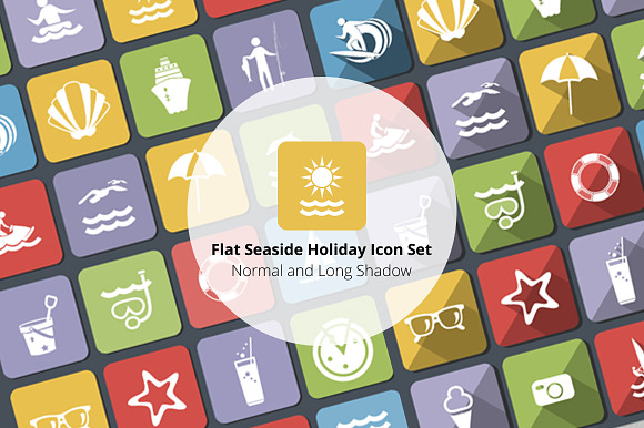 Flat Seaside Holiday Icon Set