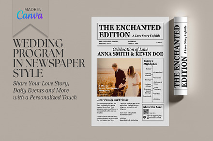 2 Page Canva Wedding Program, an Invitation Template by Oshin Design