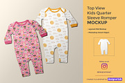 Kids Quarter Sleeve Romper Mockup, a Product Mockup by Designertale (Thumbnail 1 of 9)