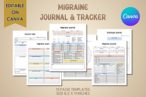 Migraine Journal & Tracker - Canva, a Print Template by Adalin Shop