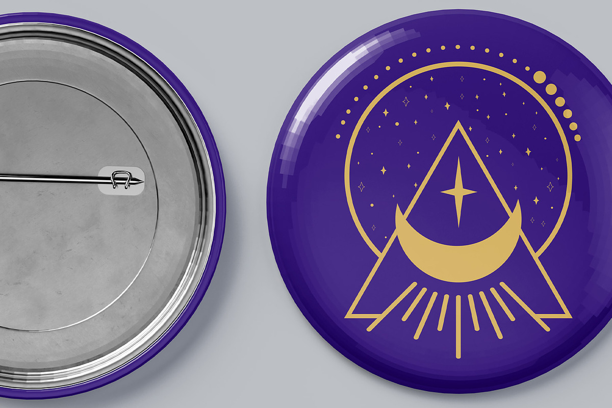 Pin Button Mockup - 8 Views, an Advertising Mockup by Illusiongraphic (Photo 23 of 23)
