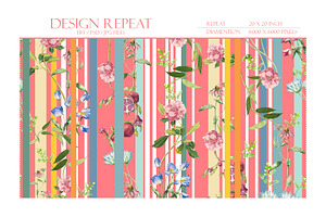 Floral Strips Seamless Pattern