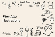 Wine, Pasta and Cheese Illustrations, a Decorative Illustration by ginni illustrations (Thumbnail 3 of 5)