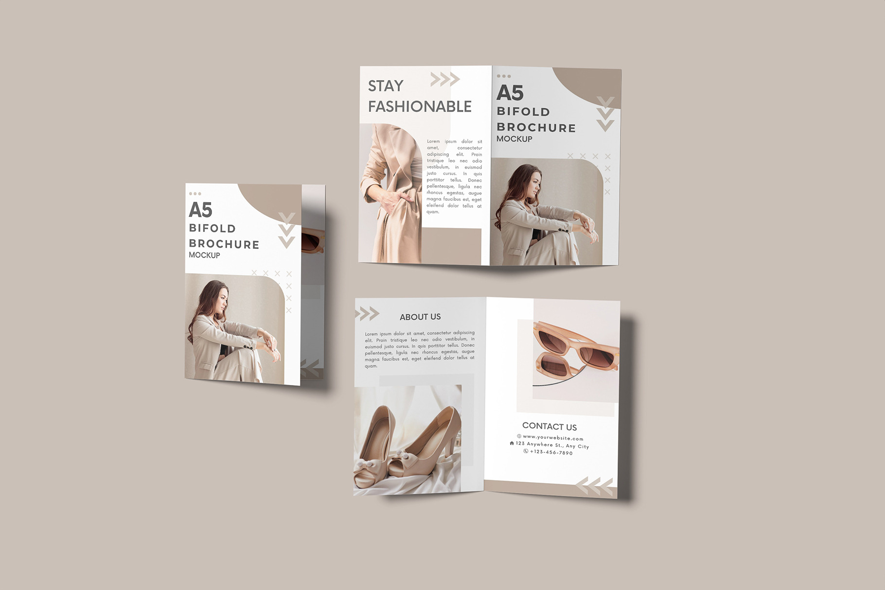 A5 Bifold Brochure Mockup, a Product Mockup by Bangdastudio