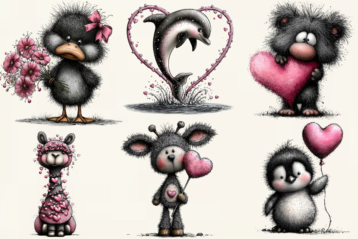 Watercolor Valentine Animals Clipart, an Illustration by DreamCafeArt (Photo 5 of 6)