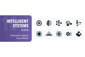 Set of ten intelligent systems solid, a Technology Illustration by Aimagenarium@gmail.com