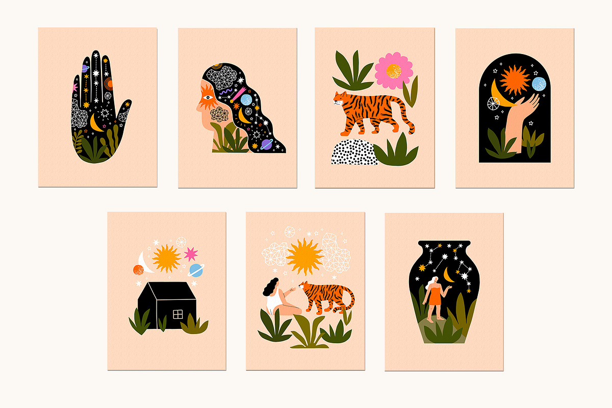 Moon Tiger Playful Graphics Bundle, an Illustration by Katerina Osa (Photo 7 of 13)
