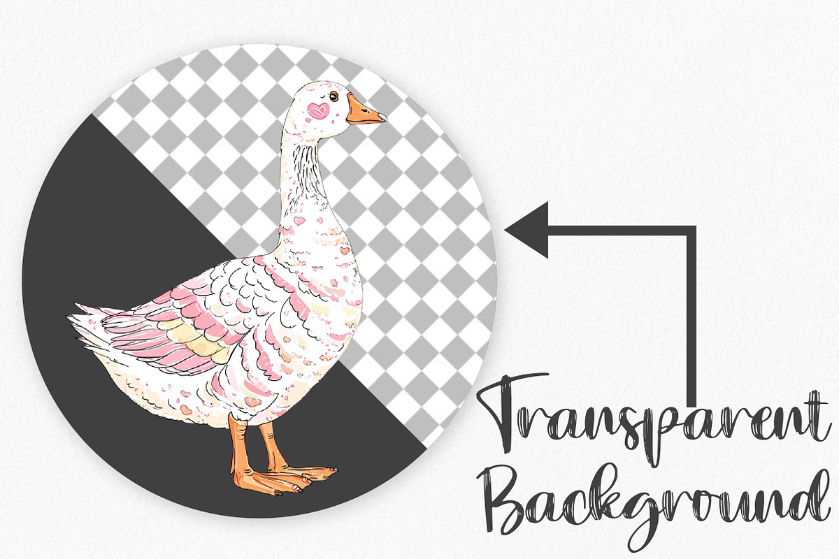 Watercolor Valentine Goose Clipart, an Illustration by Canvas Craft (Photo 2 of 6)