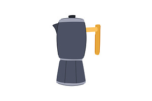 Breakfast Moka Pot Coffee Cartoon