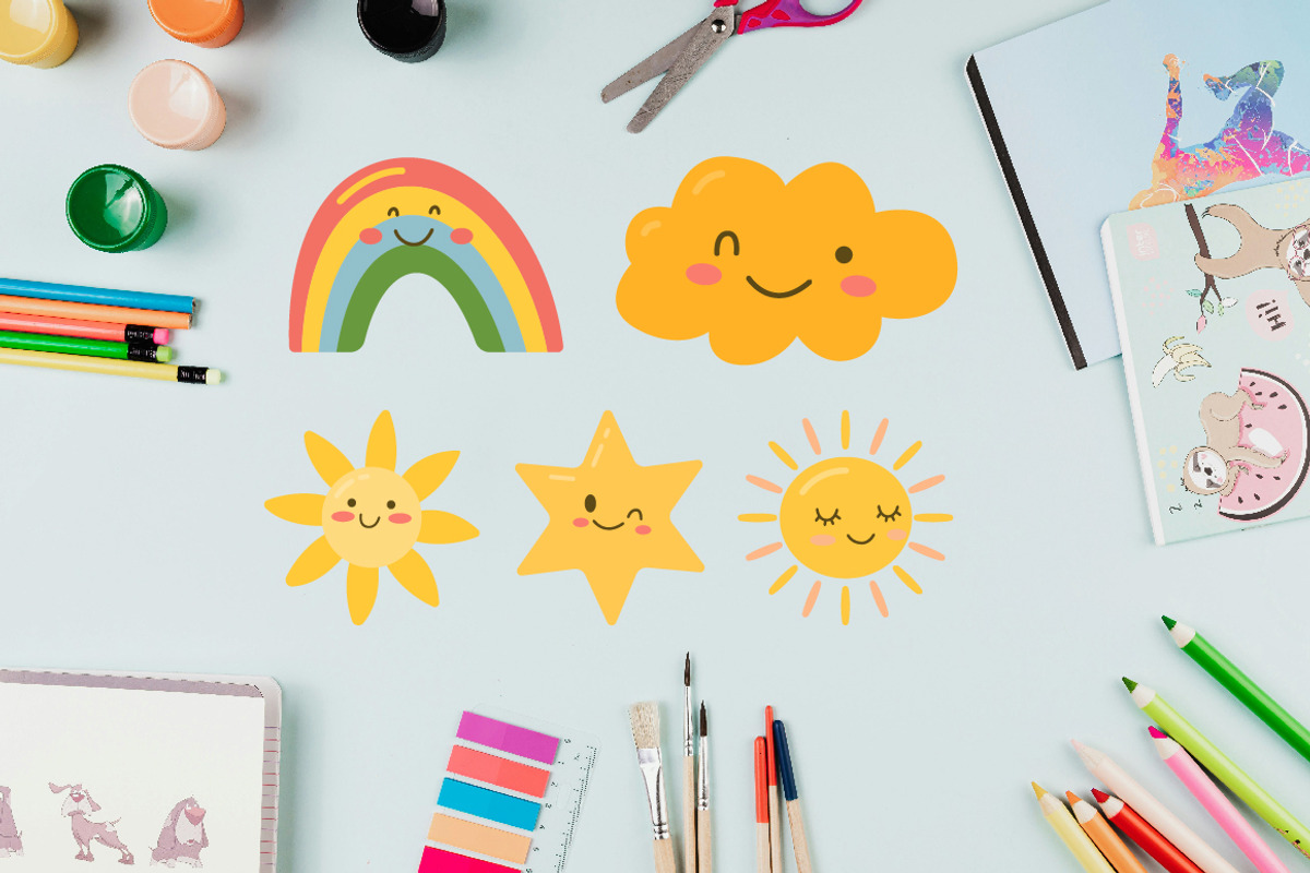 20 Cute Rain Cloud Sun Star Rainbow, a Decorative Illustration by jongcreative (Photo 5 of 9)