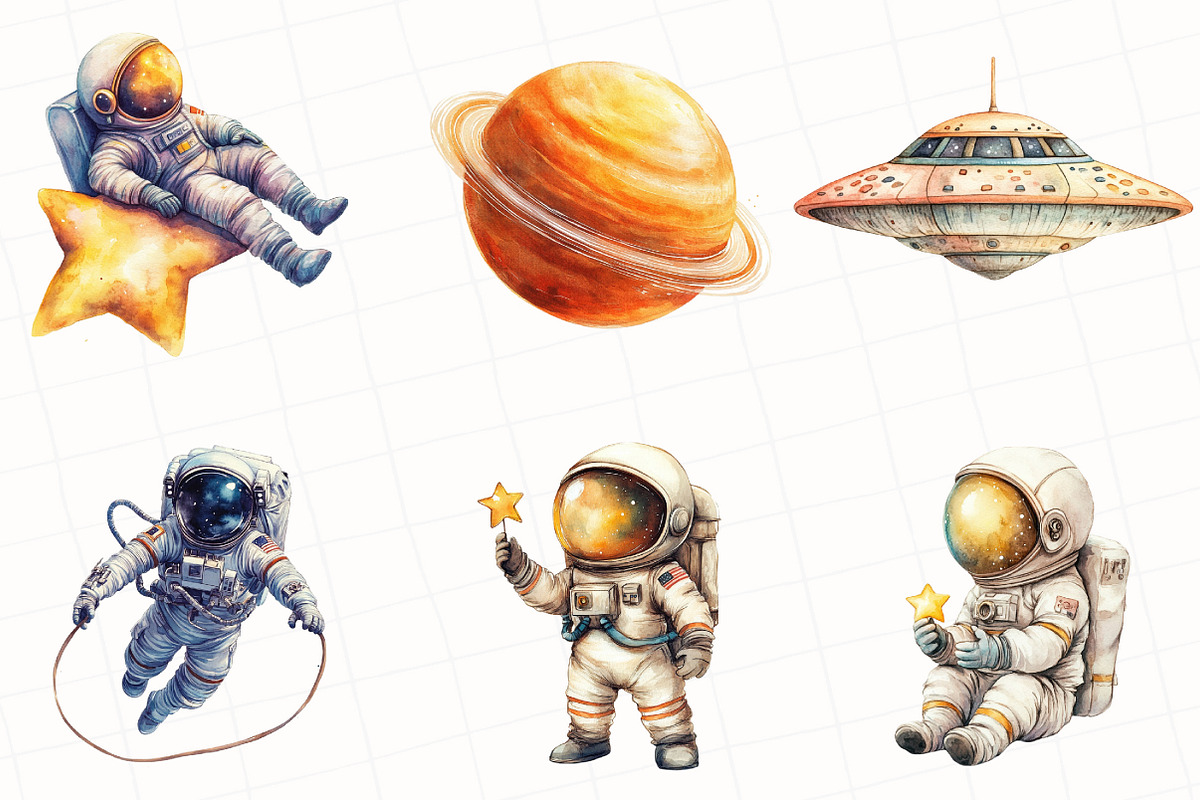 Space Watercolor Clipart, an Illustration by OK Design (Photo 3 of 5)