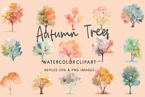 Autumn Trees Watercolor 90 SVG Image, a Seasonal Illustration by Image Design