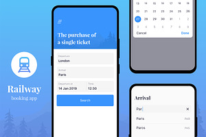 Railway booking app wireframe kit