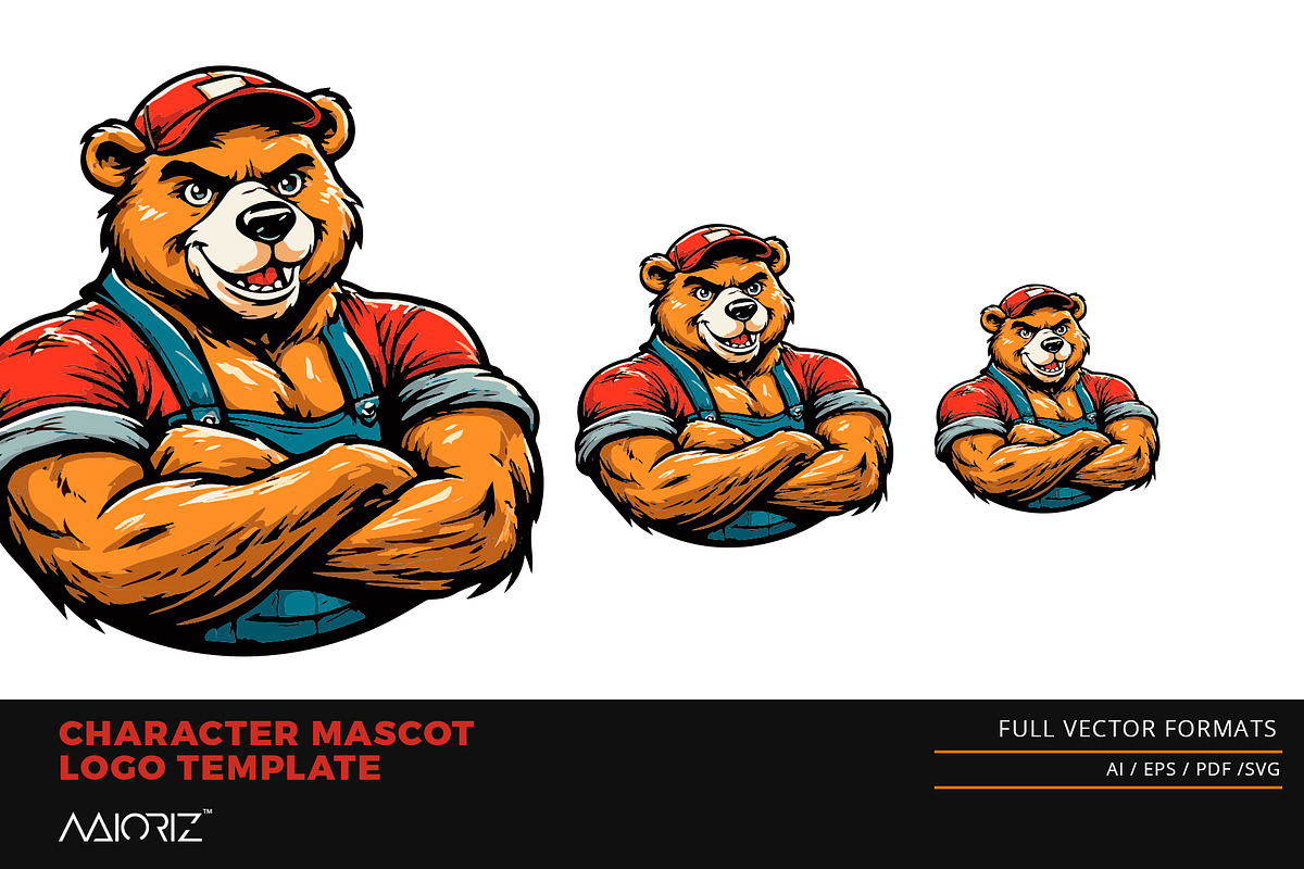 Muscle Bear Charcter Logo Template, a Branding & Logo Template by Maioriz Shop (Photo 2 of 2)