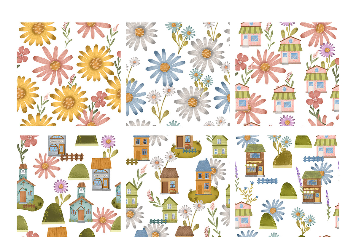 Cozy houses clipart and pattern set, an Object Illustration by Yelloo Fish (Photo 9 of 12)