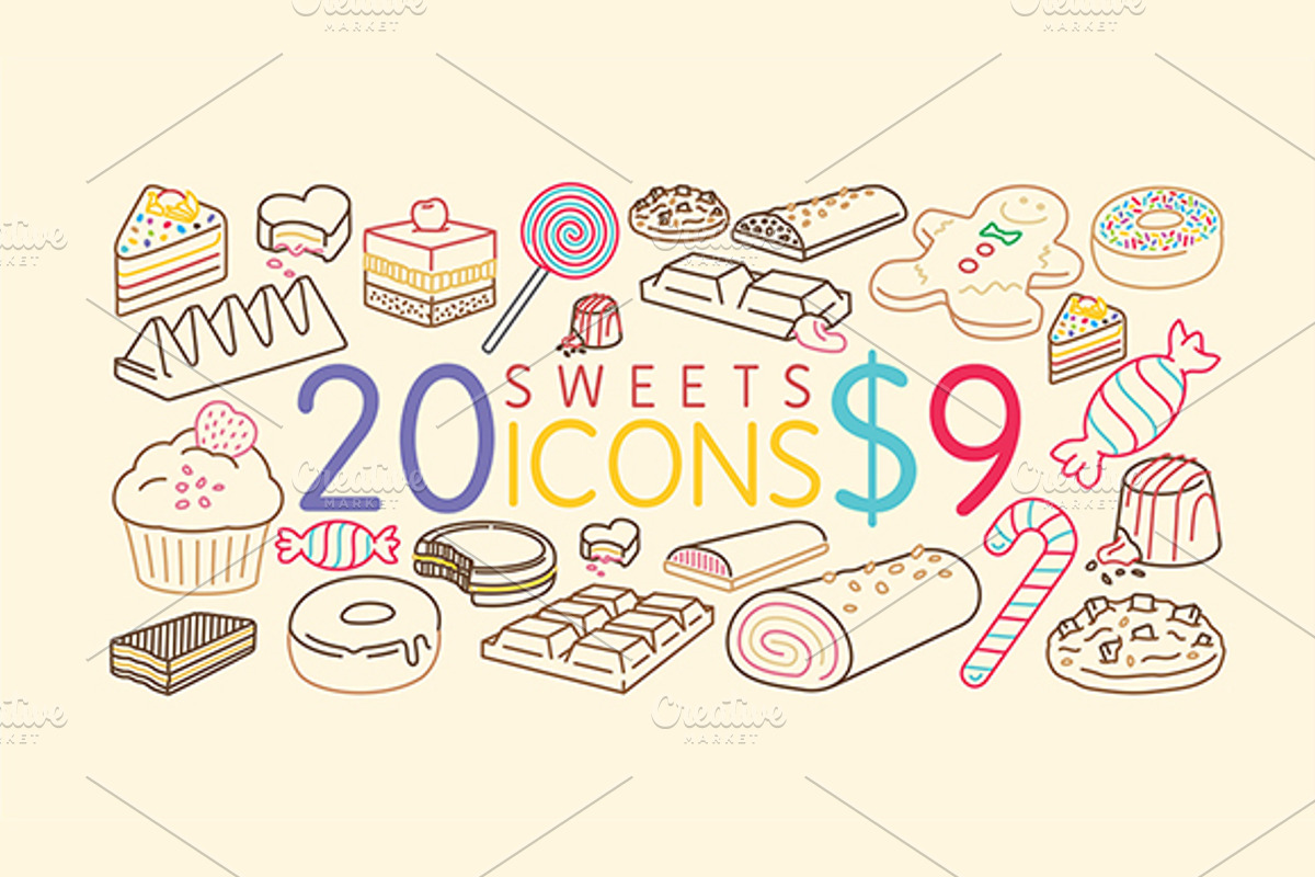 Sweets Icons, an Outline Icon by Babic Goran (Photo 1 of 4)