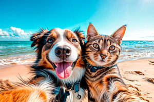 Cheerful and happy dog and cat, best, an Animal Photo by TatsianaSalauyova