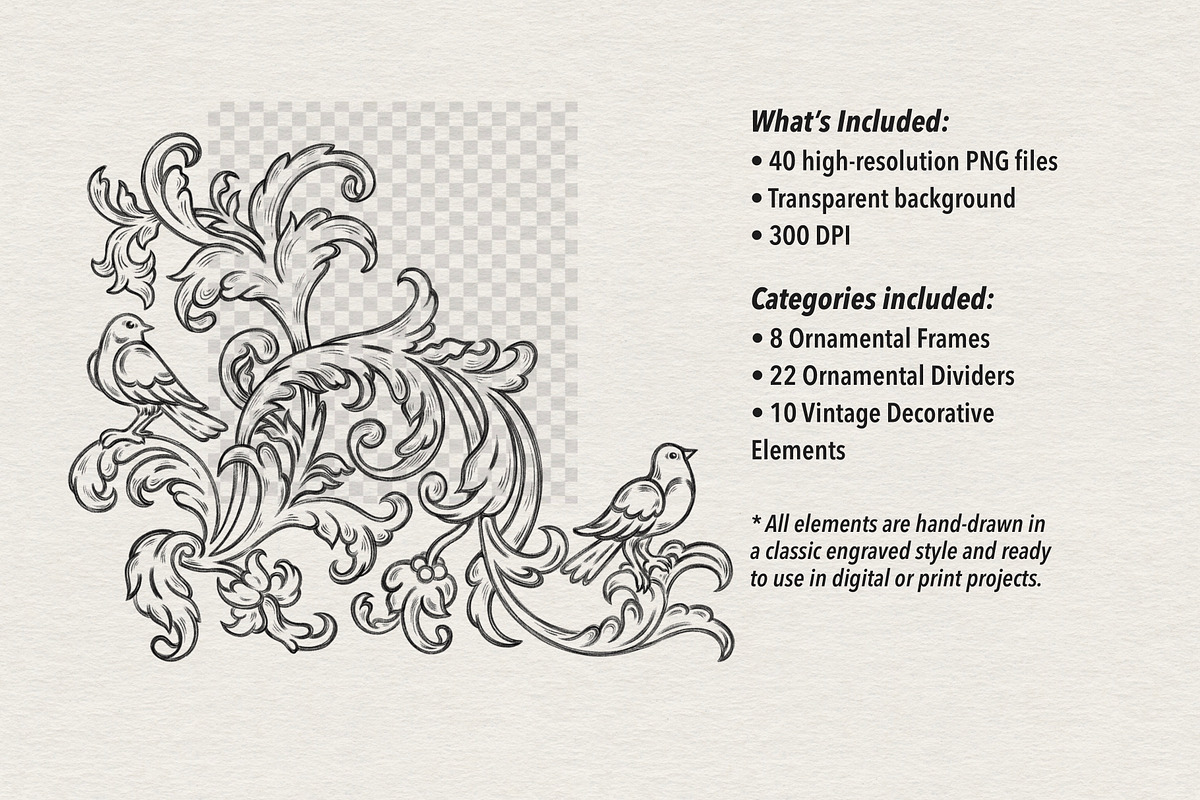 Baroque Floral Ornaments, a Decorative Illustration by heyXeni (Photo 2 of 11)