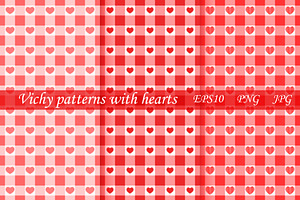 Vichy patterns with hearts