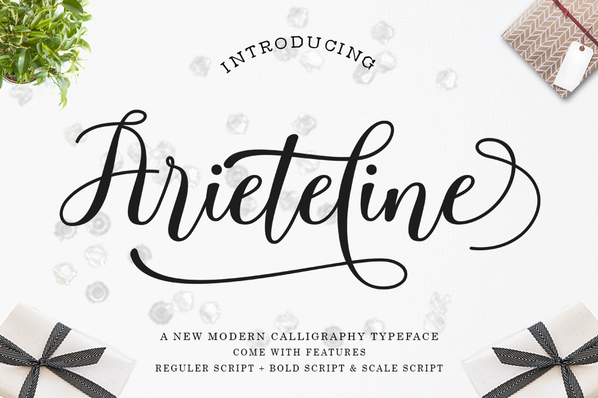 Arieteline Script, a Script Font by Zane Studio (Photo 1 of 8)