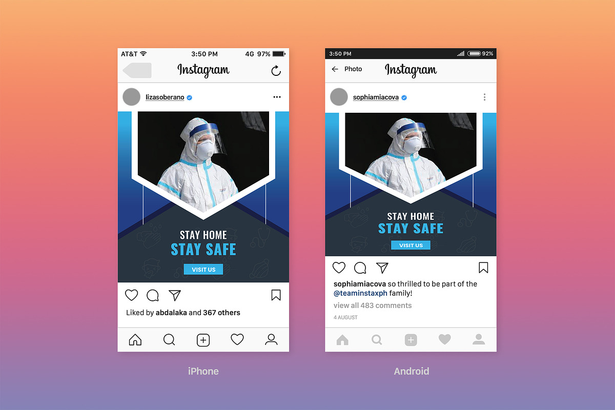 COVID-19 Instagram Template, a Social Media Template by UI_Expert (Photo 2 of 2)