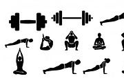 Fitness Workout Silhouette Icon Set, an Illustration by musafir_fashion (Thumbnail 38 of 51)