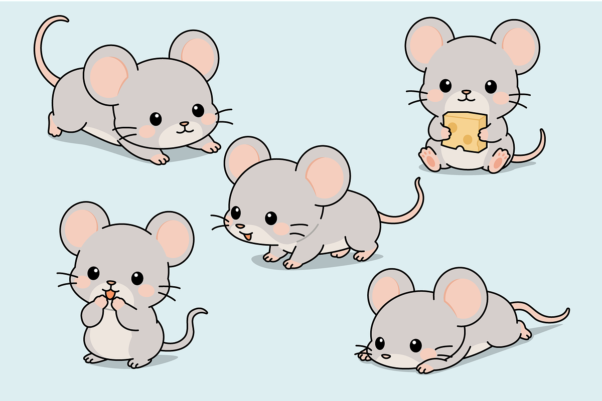 Cute Cartoon Mouse Character Set, an Animal Illustration by Artpon Illustration (Photo 1 of 3)