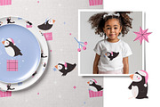 Christmas Puffins Clipart & Patterns, an Animal Illustration by danceyourlife (Thumbnail 7 of 7)