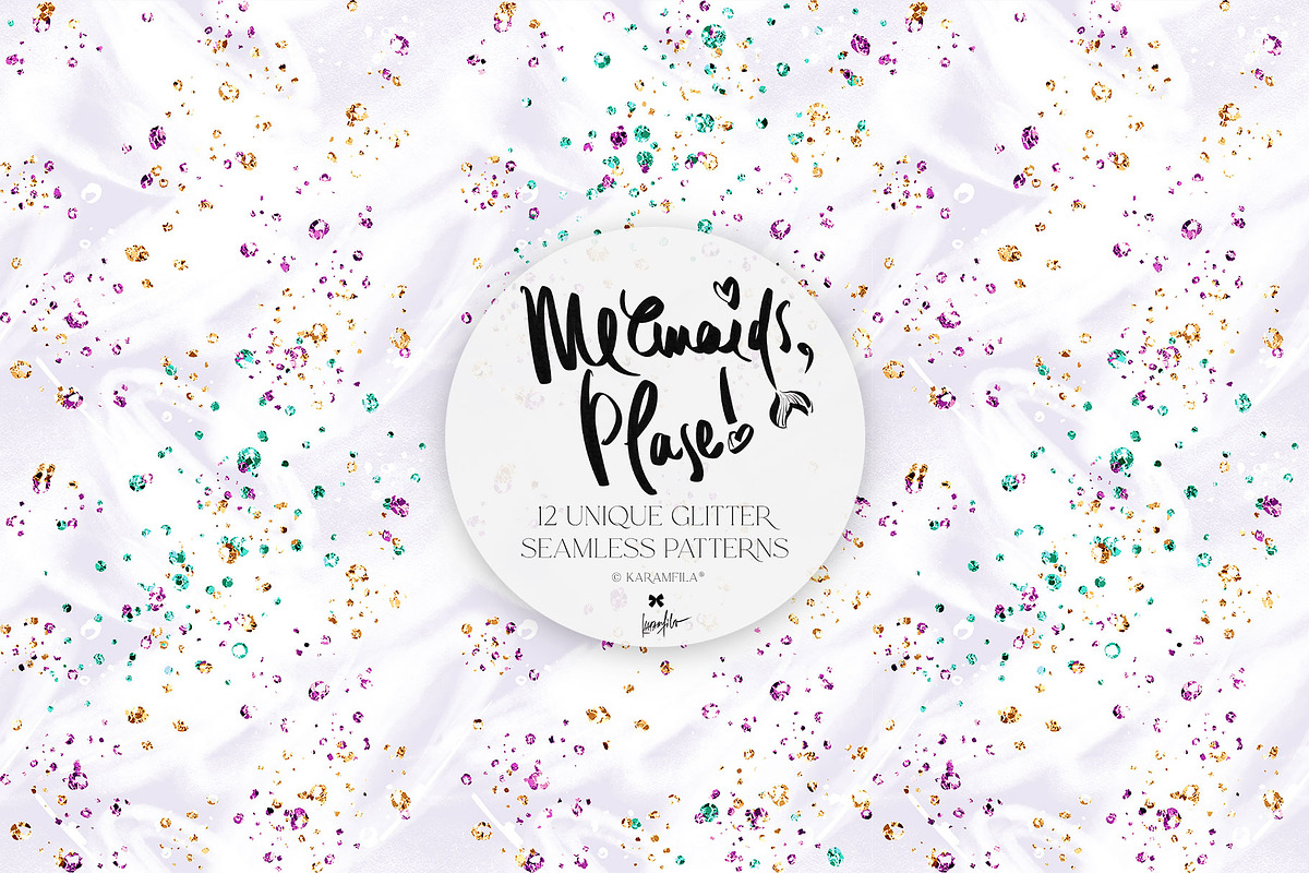 Mermaid Glitter Seamless Patterns, a Texture Graphic by KaramfilaS (Photo 11 of 15)