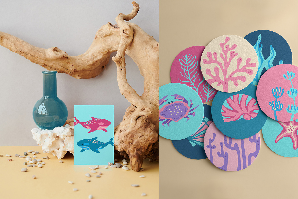 Sea Animals Marine Art Vector Set, an Animal Illustration by Neliakott ♥ (Photo 9 of 11)
