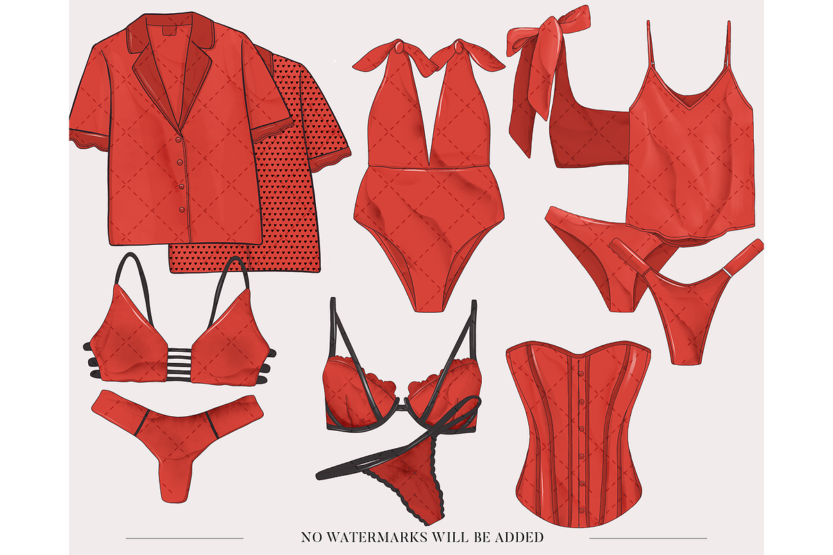 Lingerie pantie underwear clipart, an Illustration by Milatoo (Photo 4 of 7)