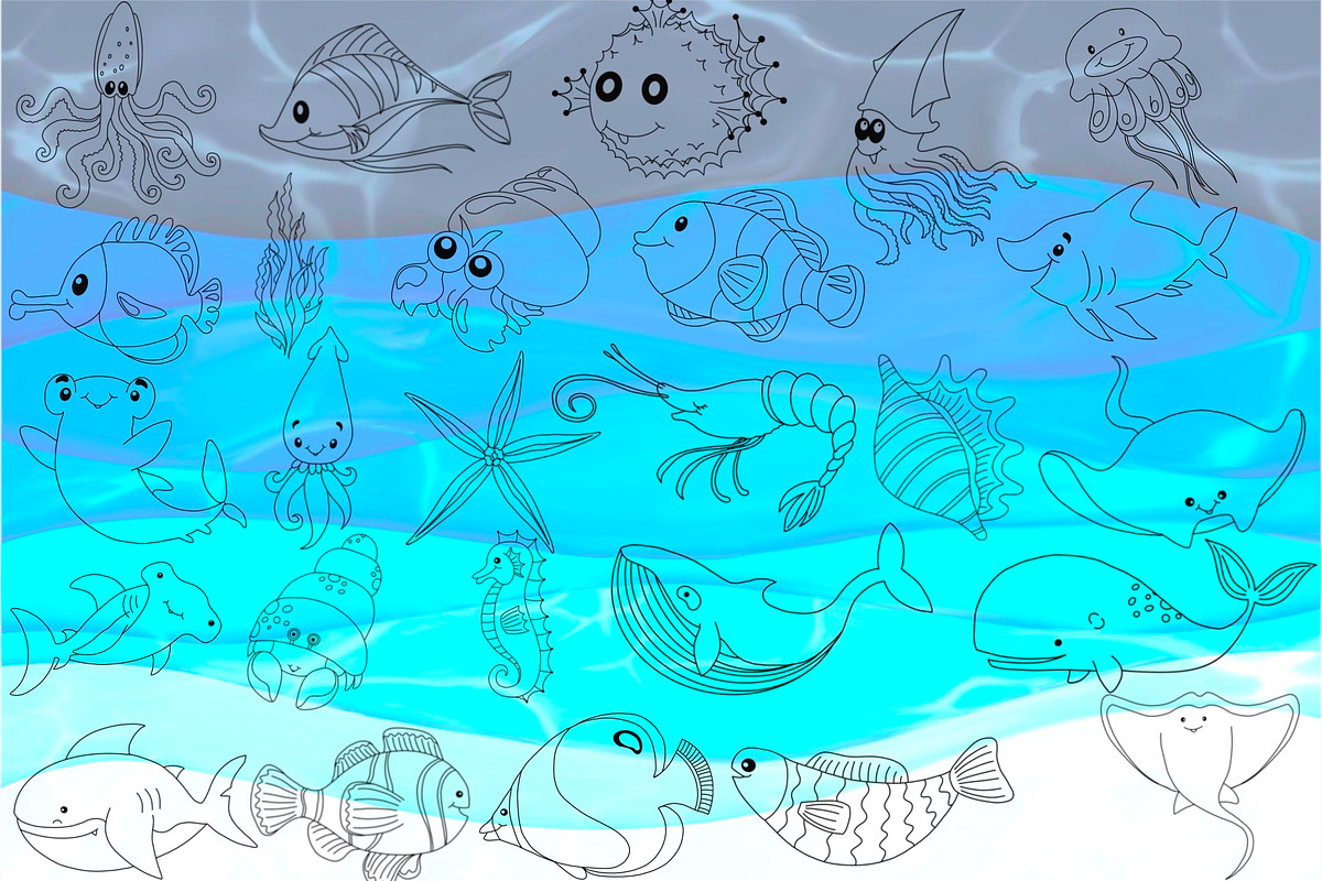 Ocean Life Digital Stamps, a Graphic by Favorites_Art (Photo 13 of 17)