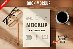 Book Cover on Wooden Desk Mockup PSD, a Books & Magazine Mockup by Bruno's Shop