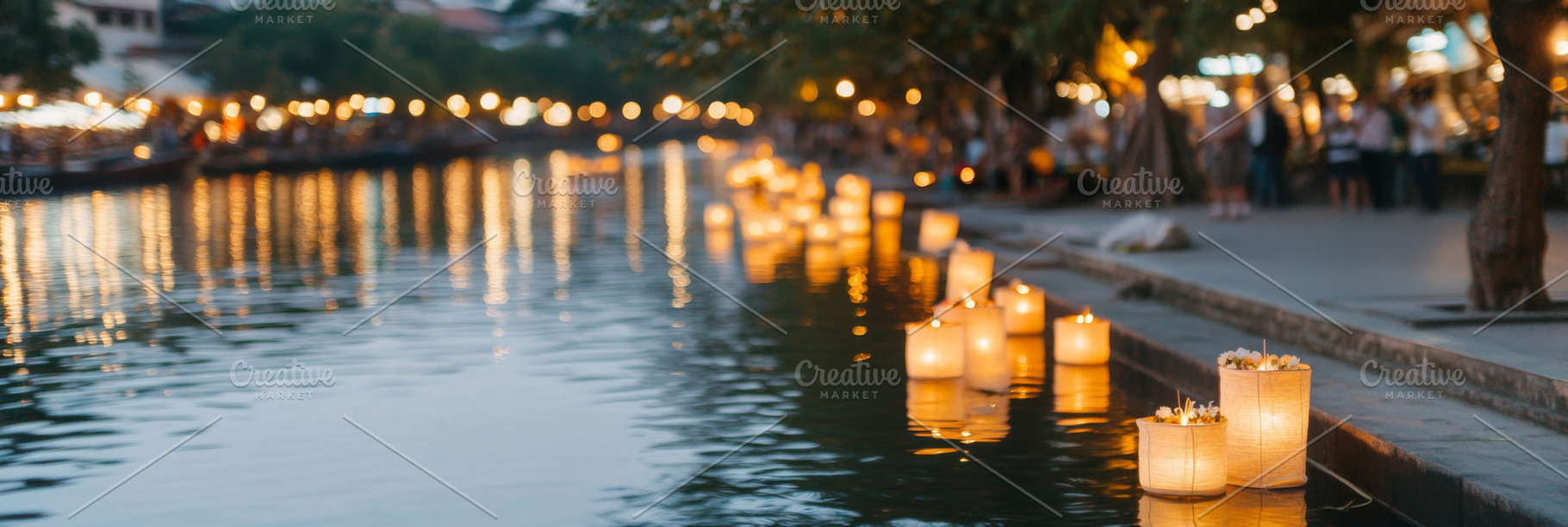 Asian festival Yi Peng lanterns floa, a Photo by Dvoevnore photos
