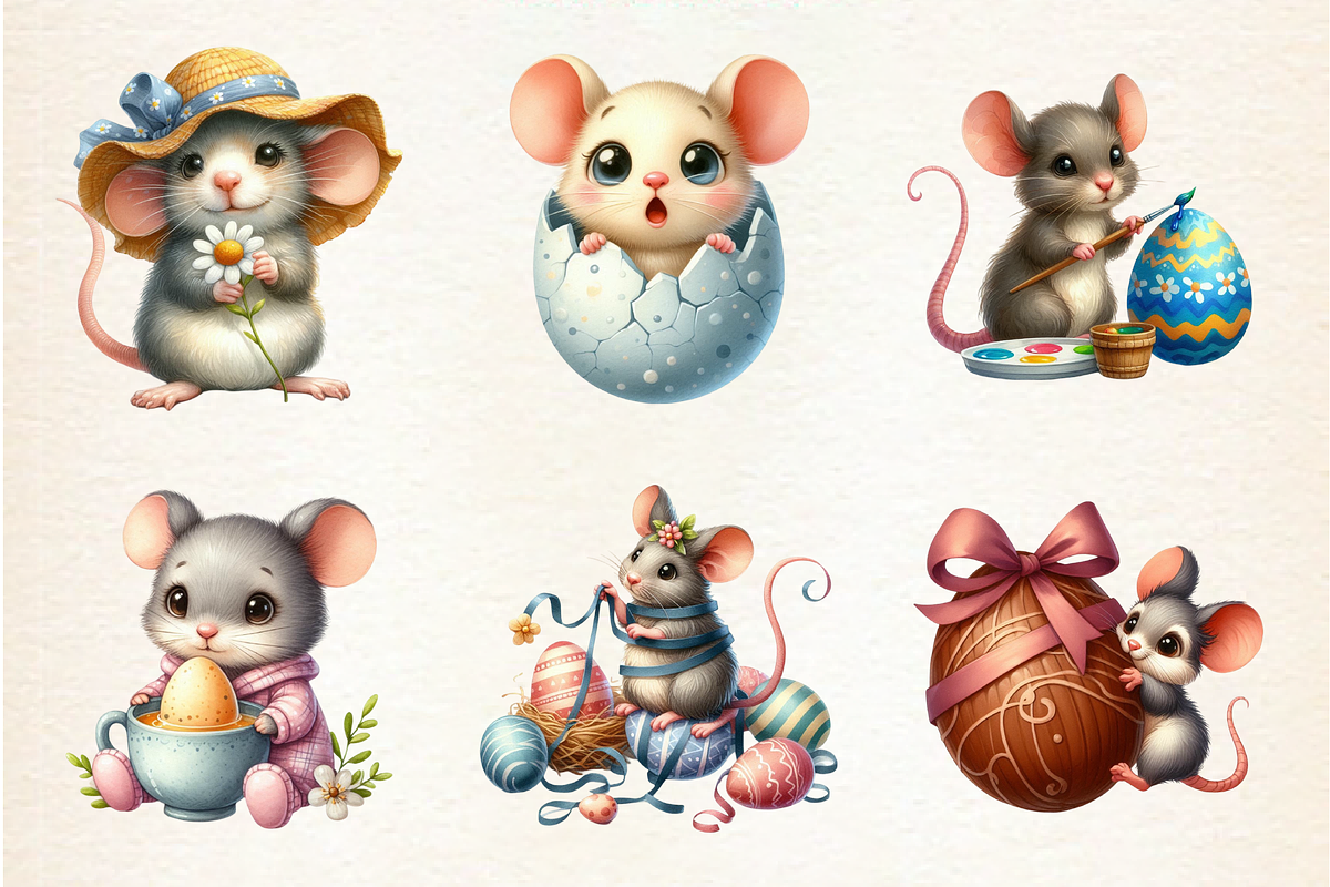 Funny Easter Mouse Clipart, an Illustration by DreamArtGraphic (Photo 3 of 4)