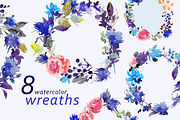 Blue floral watercolor set, a Decorative Illustration by Tamaretto (Thumbnail 3 of 9)