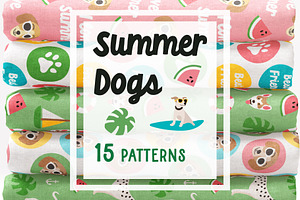 Funny colourful summer dog patterns