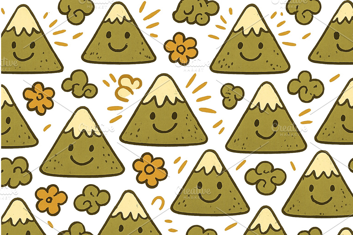 Charming cartoon mountains with, an Illustration by ZinetroN