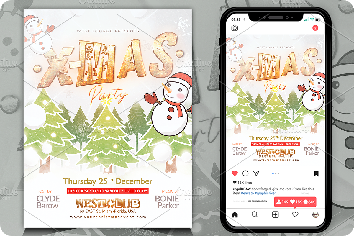 Marry Christmas Event Flyer, a Flyer Template by regalDRAW (Photo 4 of 4)