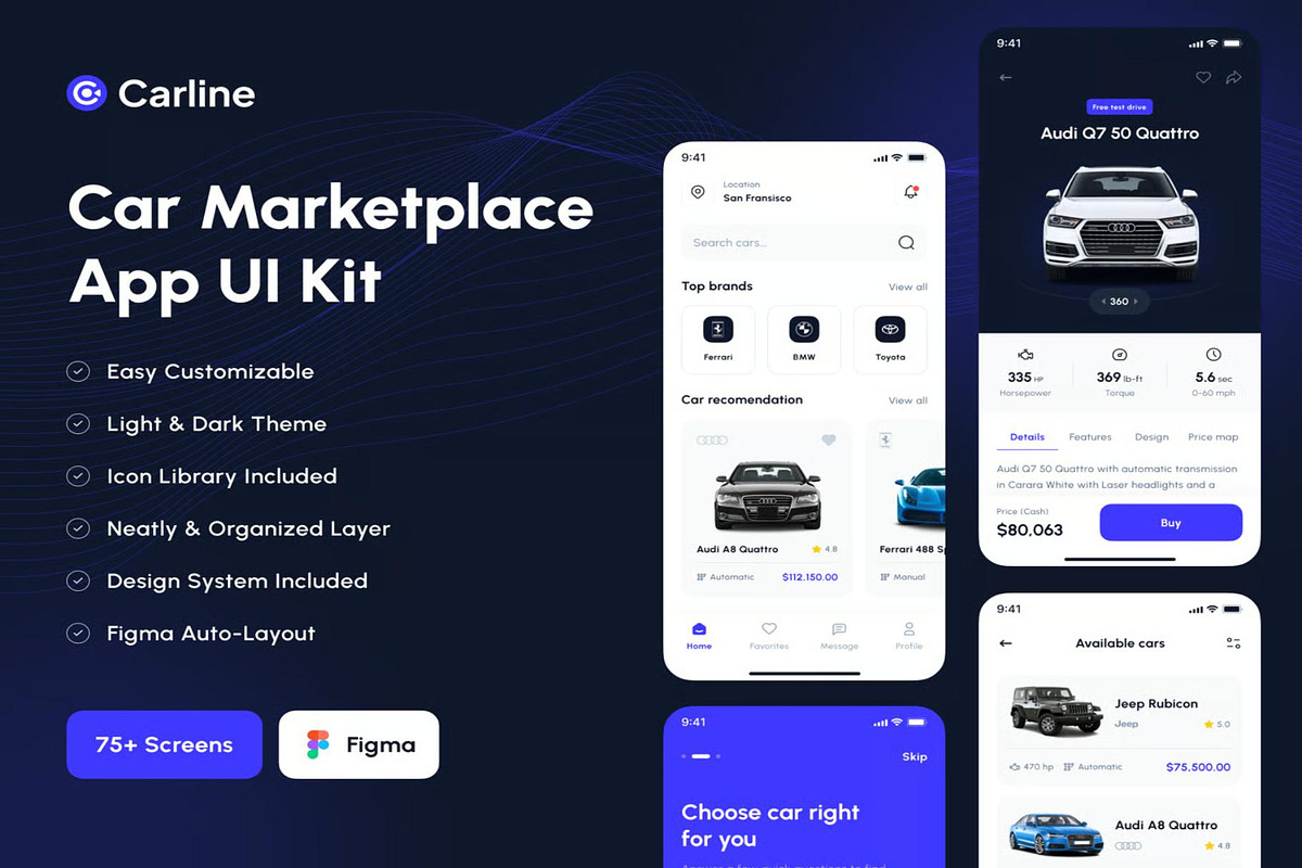 Carline - Car Marketplace App UI Kit, an UI Kit Template by Creative Perspective (Photo 1 of 8)
