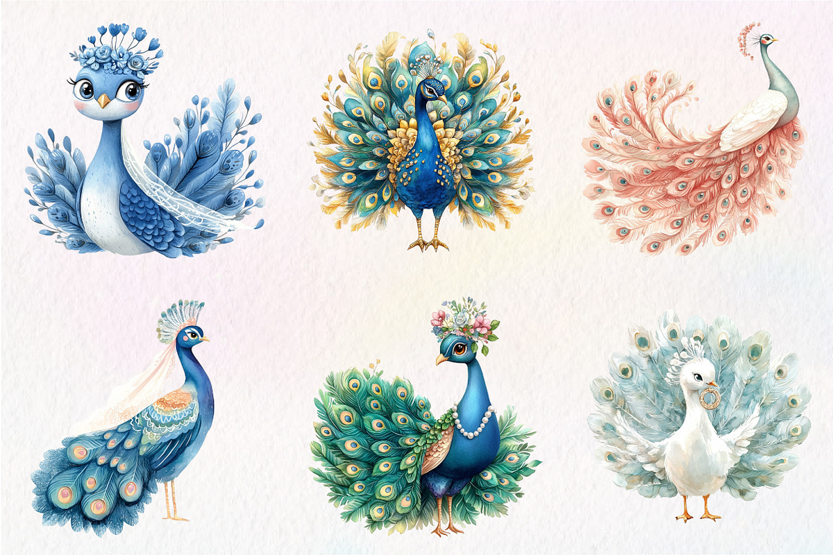 Wedding Peacock Clipart, an Illustration by CreationArt (Photo 4 of 9)
