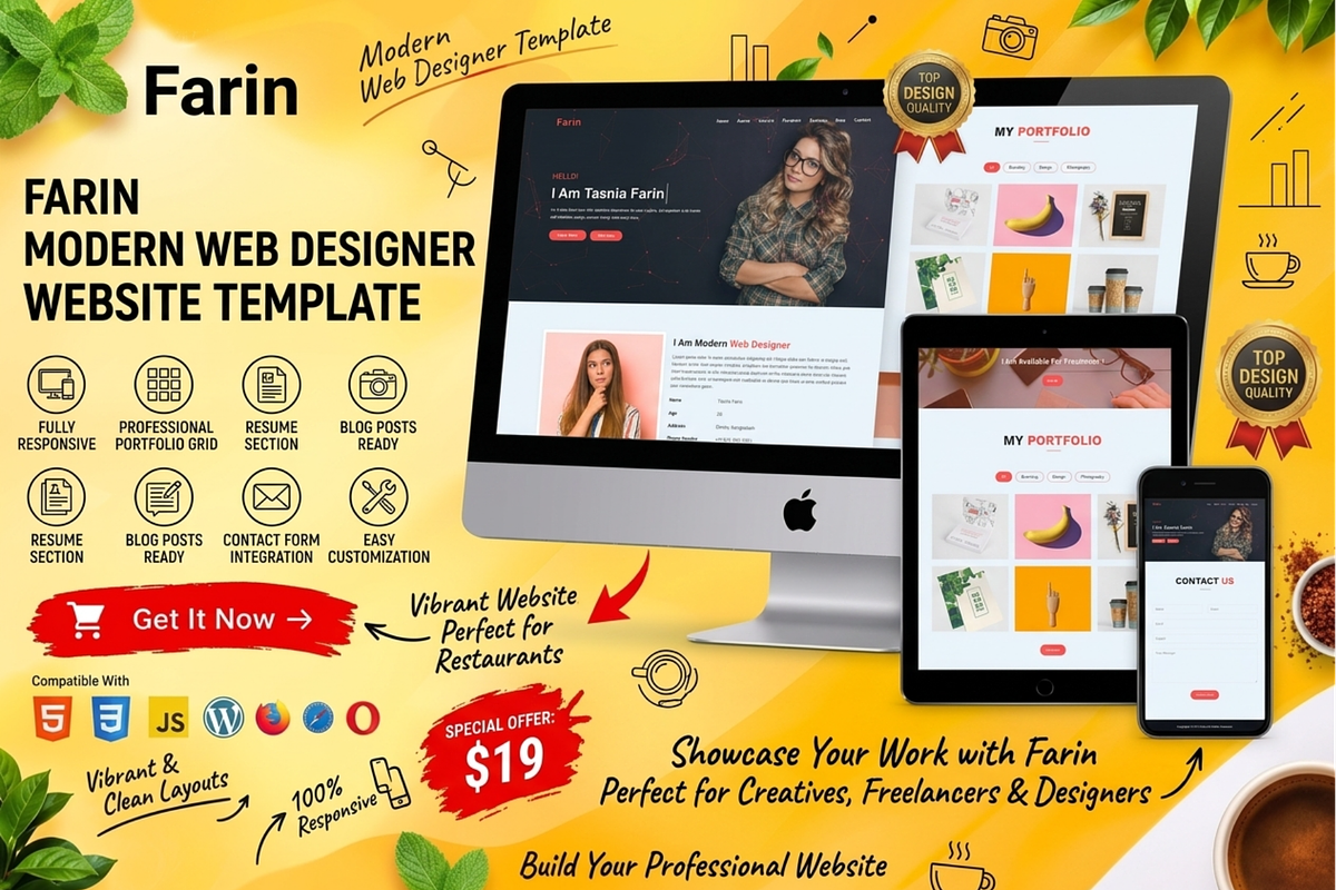 Freelancer Portfolio Website Theme, a Bootstrap Template by Themeplaza (Photo 1 of 6)