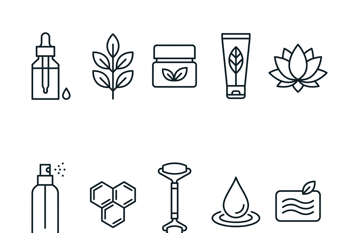 Bundles Set Organic Cosmetic Icons, an Outline Icon by adenpinkstore (Photo 2 of 11)