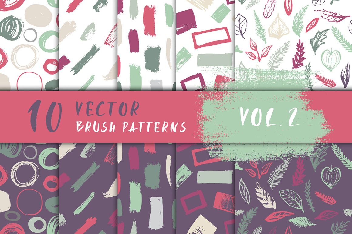 10 Vector Brush Patterns Vol. 2, a Pattern Graphic by Moo Graphics