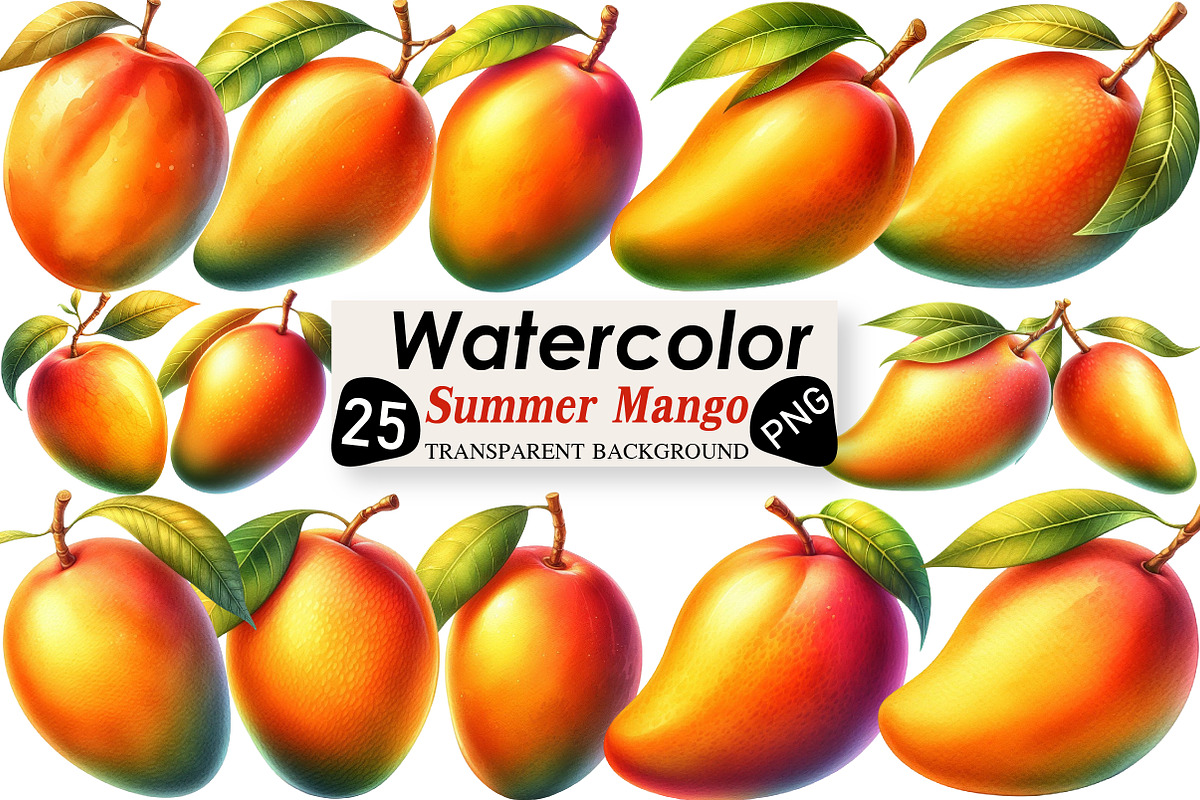 Summer Yellow Mango Clipart, an Illustration by Black Bird Studio (Photo 1 of 6)