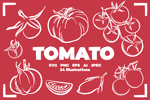 TOMATO LINE ART SET (24 elements)