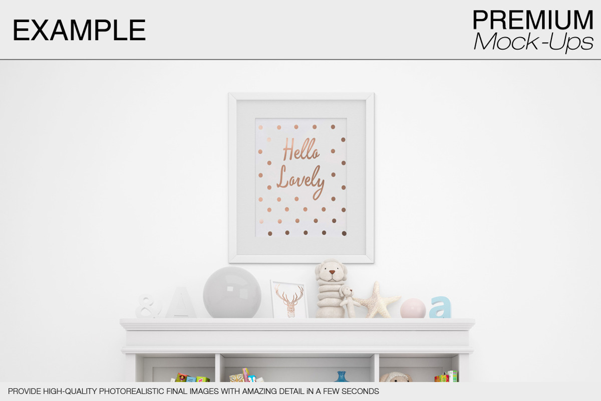 Nursery Wallpaper & Frames Mockups, a Product Mockup by mock-ups (Photo 8 of 23)