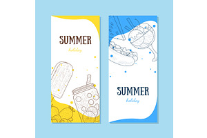 Summer Holiday Banners Set with, an Object Illustration by TopVectors